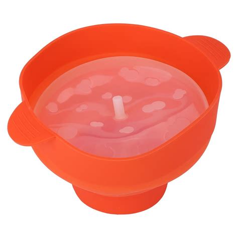 Tebru Red Silicone Microwave Popcorn Bucket with Handle Lid Safe Collapsible Popcorn Maker Bowl ...