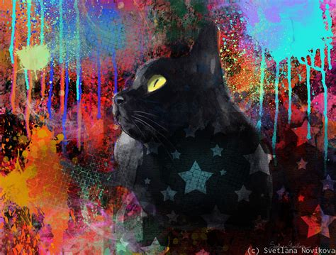 Painting : "Pop Art Black Cat" (Original art by Svetlana Novikova Fine Art)