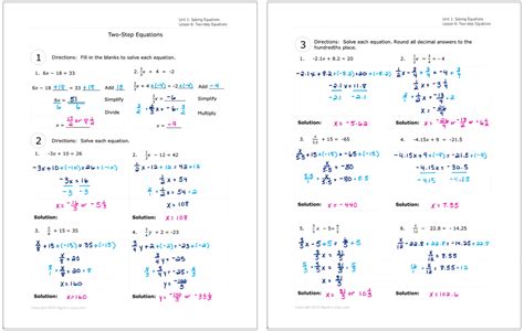 Algebra Worksheets with Answers