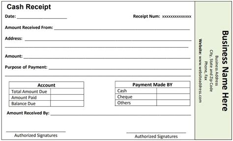 Professional Cash Payment Receipt Template for Small Businesses (Excel ...