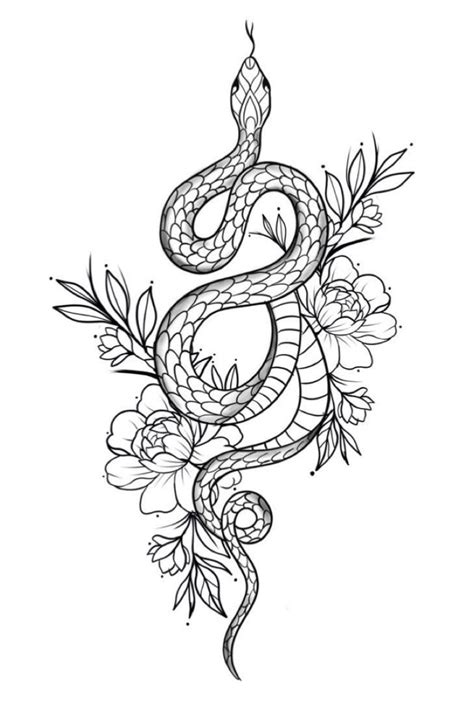Snake And Flowers Tattoo, Flower Tattoo Back, Back Tattoo, Thigh Tattoo, Flower Tattoos, Snake ...