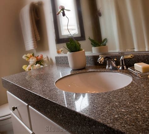 Impex Brown Granite with Solidsurface Washbasin Bathroom Countertop from India - StoneContact.com