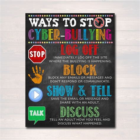 PRINTABLE Anti Cyber-Bullying Poster Computer Lab School Sign | Etsy ...