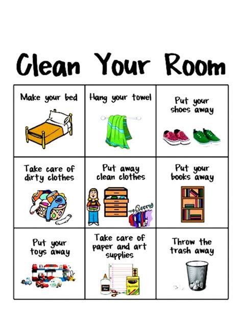 Make it easy for your pre-reader to clean her room with this free printable #Rooms | Chores for ...