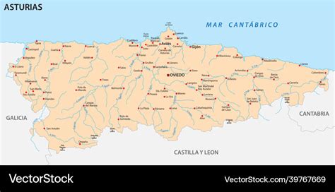 Map Of The Spanish Autonomous Community Asturias Vector Image | The ...