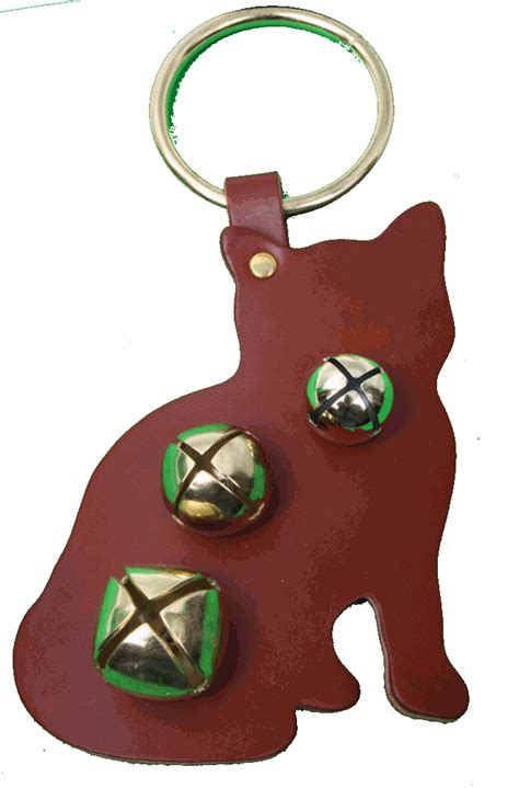 Classic Bells Leather Cat Door Knob Hanger with Bells