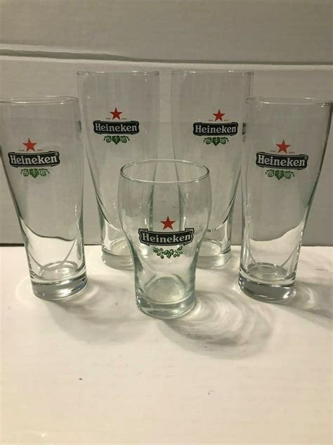 Set of 5 Heineken Beer Glasses Heineken Red Star Logo | #3860076267