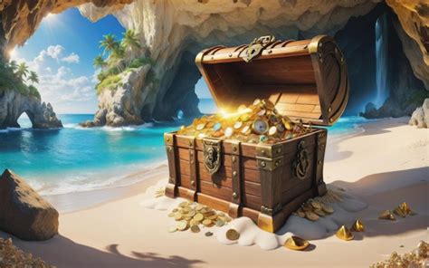 Premium Photo | Pirates treasure chest in cave on a beach