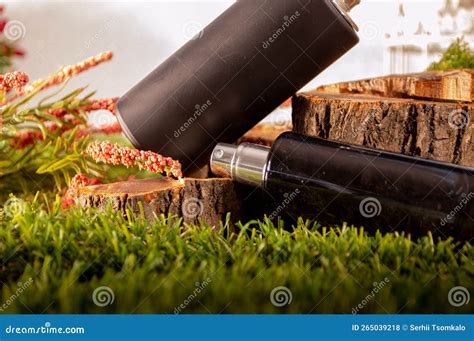 Perfume Spray Bottles on a Minimalist Background Stock Photo - Image of metallic, field: 265039218