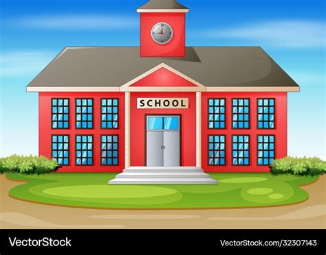 Cartoon school building Royalty Free Vector Image