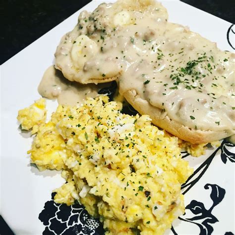 [Homemade] Biscuits and Gravy with Cheese Eggs. : r/food