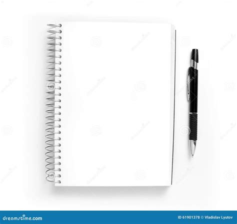 Blank Spiral Notepad And Pen On White Background. Stock Photo - Image ...