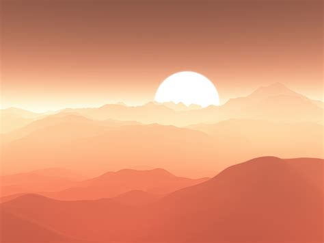 Free Photo | 3d hazy mountain range against sunset sky | Sunset sky, Landscape background ...