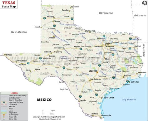 El Mapa Del Estado De Texas - Estados Unidos De America B67