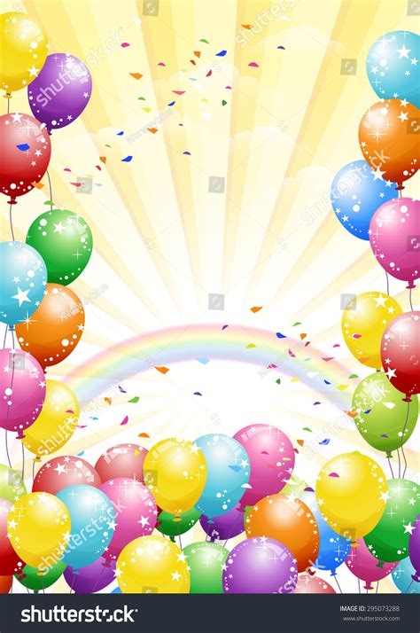 Festival Rainbow Background Colorful Balloons Scattered Stock Vector (Royalty Free) 295073288 ...