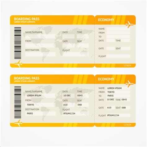 Printable Airline Ticket Template Free