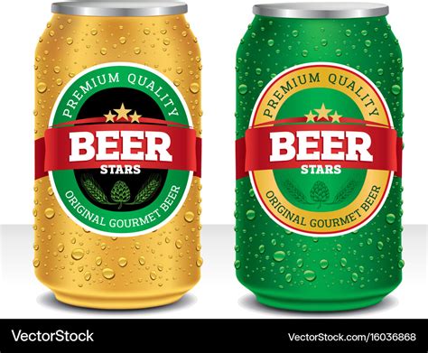 Beer can design template with many water drops Vector Image