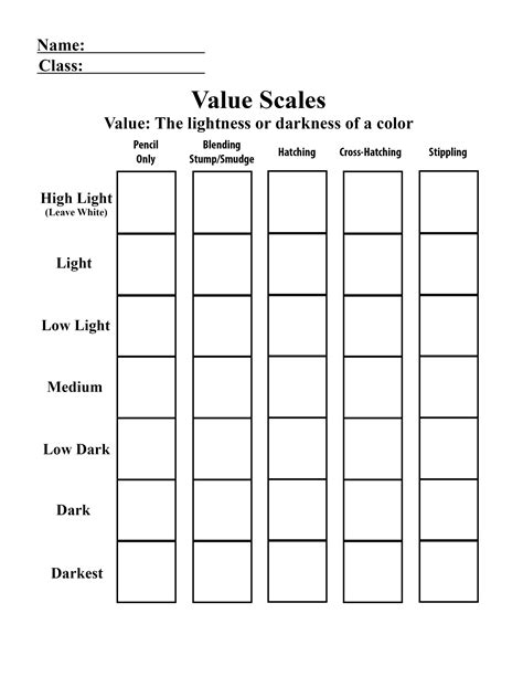 The smARTteacher Resource: Value Scale Worksheet | Art education ...