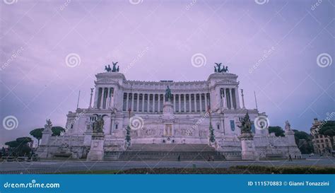 Panoramic View of the National Monument To Victor Emmanuel II Stock Image - Image of dawn ...