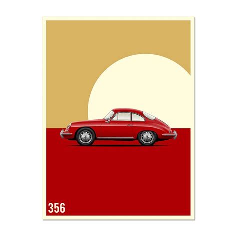 The Porsche 356 was the first production car ever made by the company. This print shows off the ...