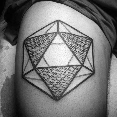 30 Icosahedron Tattoo Designs For Men - Geometric Shape Ink Ideas