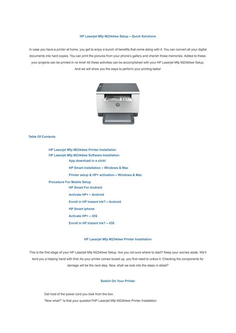 HP Laserjet Mfp M234dwe Setup – Quick Solutions by kevin thomas - Issuu