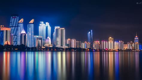 Qingdao Wallpaper 4K, China, Night, Cityscape