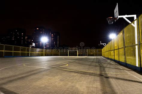 Sport Basketball Court At Night Royalty Free Stock Photos - Image: 3611098