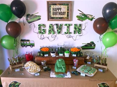 Army Themed Birthday Party | Army themed birthday, Camo birthday party, Halo birthday parties