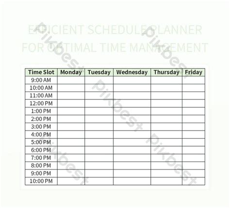 Efficient Schedule Planner For Optimal Time Management Excel | Template ...