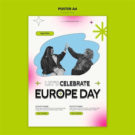 Free PSD | Europe day celebration poster template