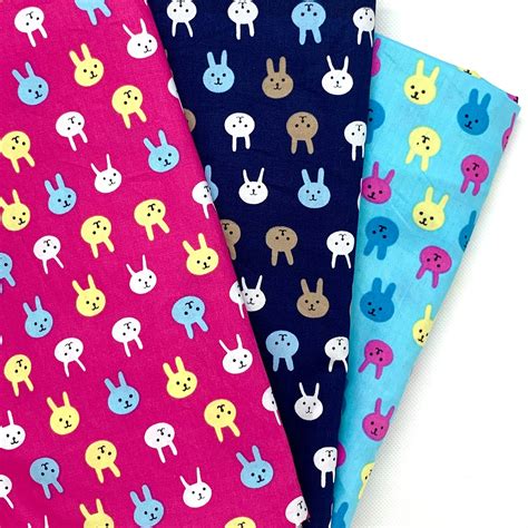 Cute Rabbit Printed Cotton Fabric Lovely Rabbits Printed on - Etsy