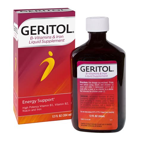 Geritol Energy Support Liquid Vitamin, Iron Supplement, High Potency B ...