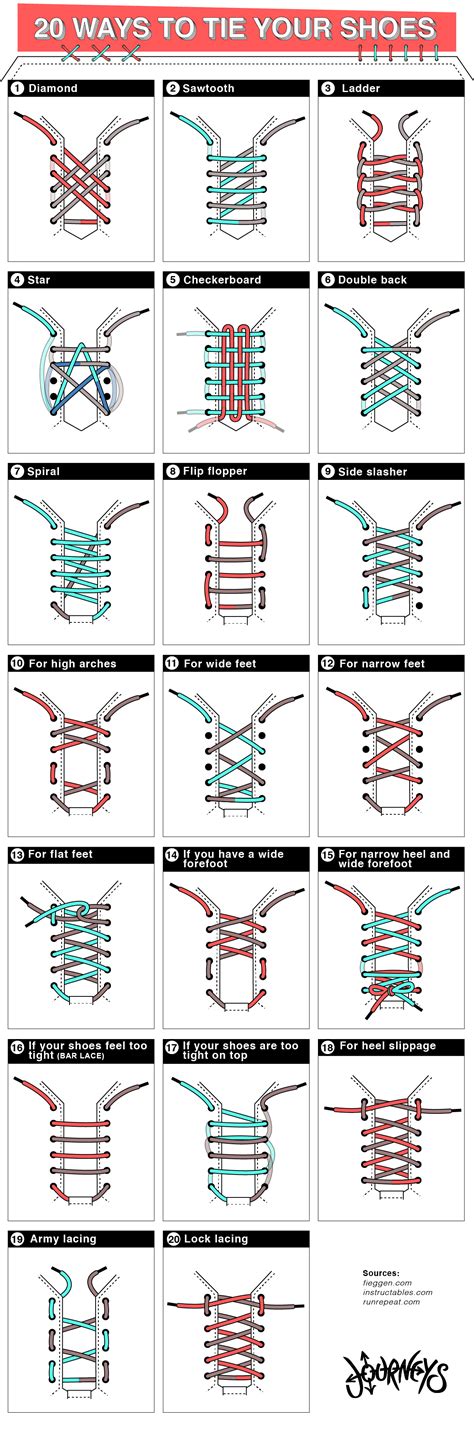 20 Creative Ways to Tie Your Shoes #Infographic - Visualistan