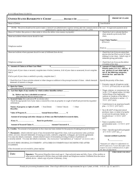 Bankruptcy Claim Form - 2 Free Templates in PDF, Word, Excel Download