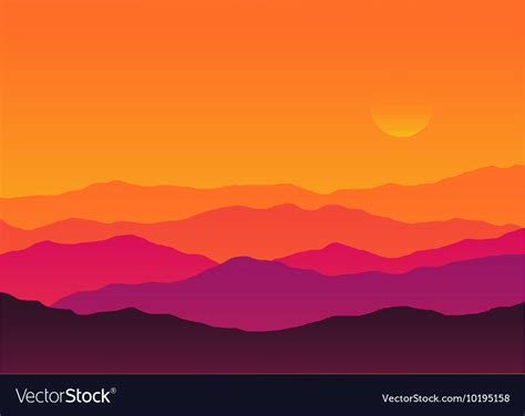 Abstract background sunset silhouette mountain Vector Image