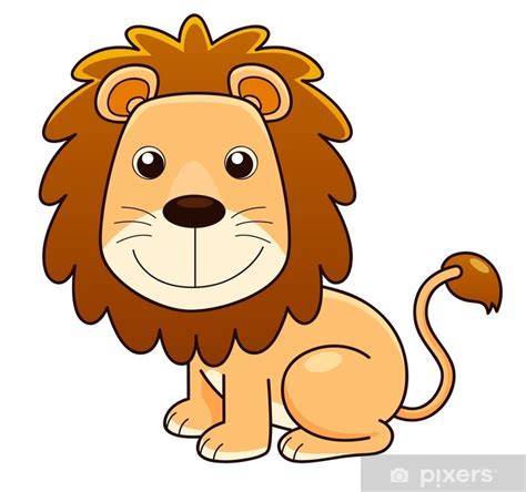 Sticker illustration of Lion cartoon Vector - PIXERS.CA