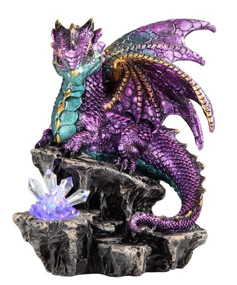 Purple Dragon w/LED Crystal | Dragon figurines, Fantasy decor, Fantasy figurine