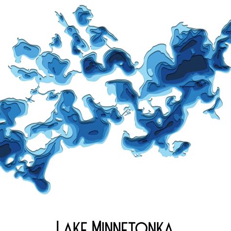 Lake Minnetonka Depth Map Print Topography Minimalist Map | Etsy