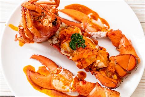 Lobster Tail Steak With Sauce Stock Photo - Image of plated, restaurant ...