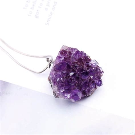 Raw Amethyst Cluster Crystal pendant - nacrystal.com