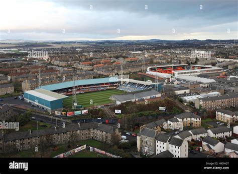 a view of both Dundee football grounds, Dens park,(left) home of Dundee ...