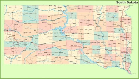 Road Map Of South Dakota With Cities With Regard To Printable Map Of ...