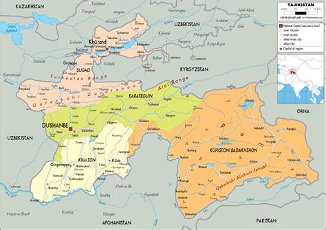 Tajikistan Map (Political) - Worldometer