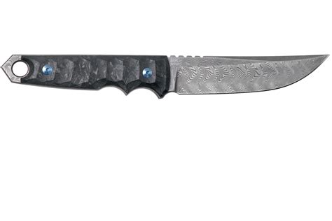 Fox Knives Ryu FX-634DCF Marble Carbon fibre, Herringbone Damascus, fixed knife, Black Roc ...