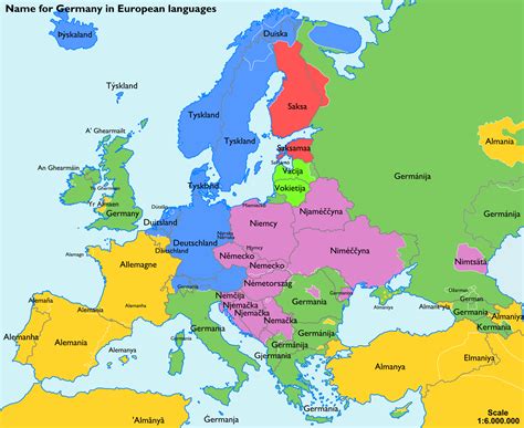 Map of names for Germany in different languages, grouped by etymology ...