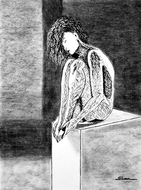 Melancholy Drawing by Sue Goldberg