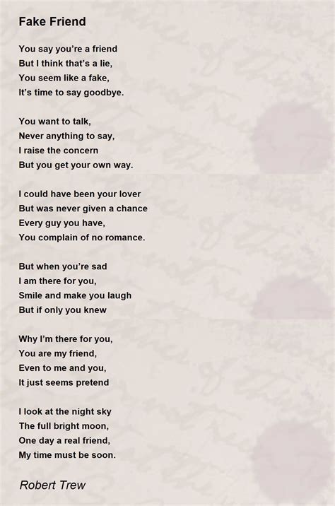 Fake Friend - Fake Friend Poem by Robert Trew