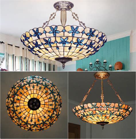 20 Inch Tiffany Stained Glass Chandelier PL640 | Stained glass chandelier, Tiffany ceiling ...