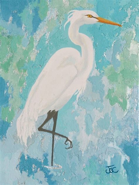 Egret in Salt Marsh 2 in 2021 | Acrylic painting canvas, Sunrise art, Painting